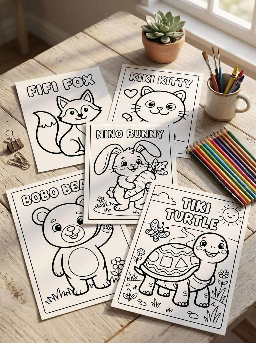 My First Cute Animal Coloring Book | Printable PDF | 24 Easy Coloring Pages For Kids Ages 2-6