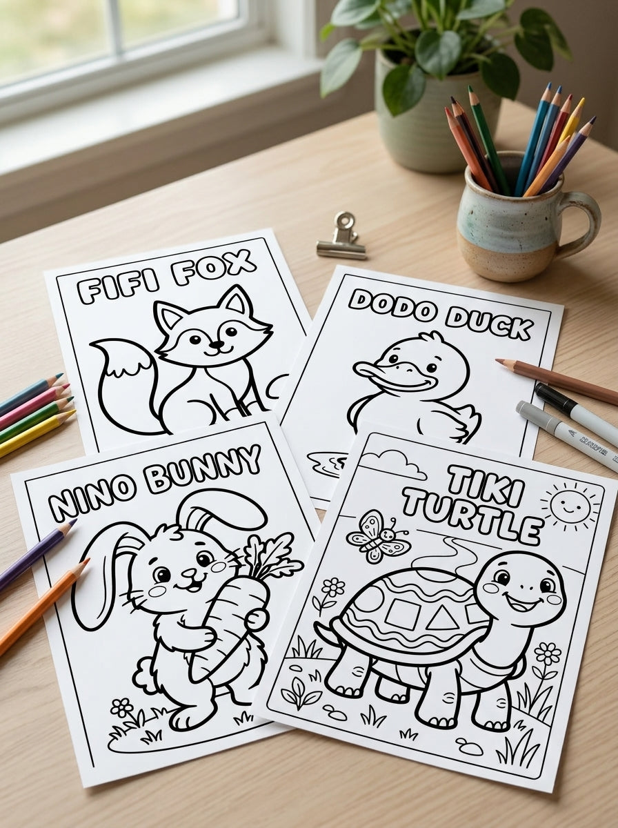 My First Cute Animal Coloring Book | Printable PDF | 24 Easy Coloring Pages For Kids Ages 2-6