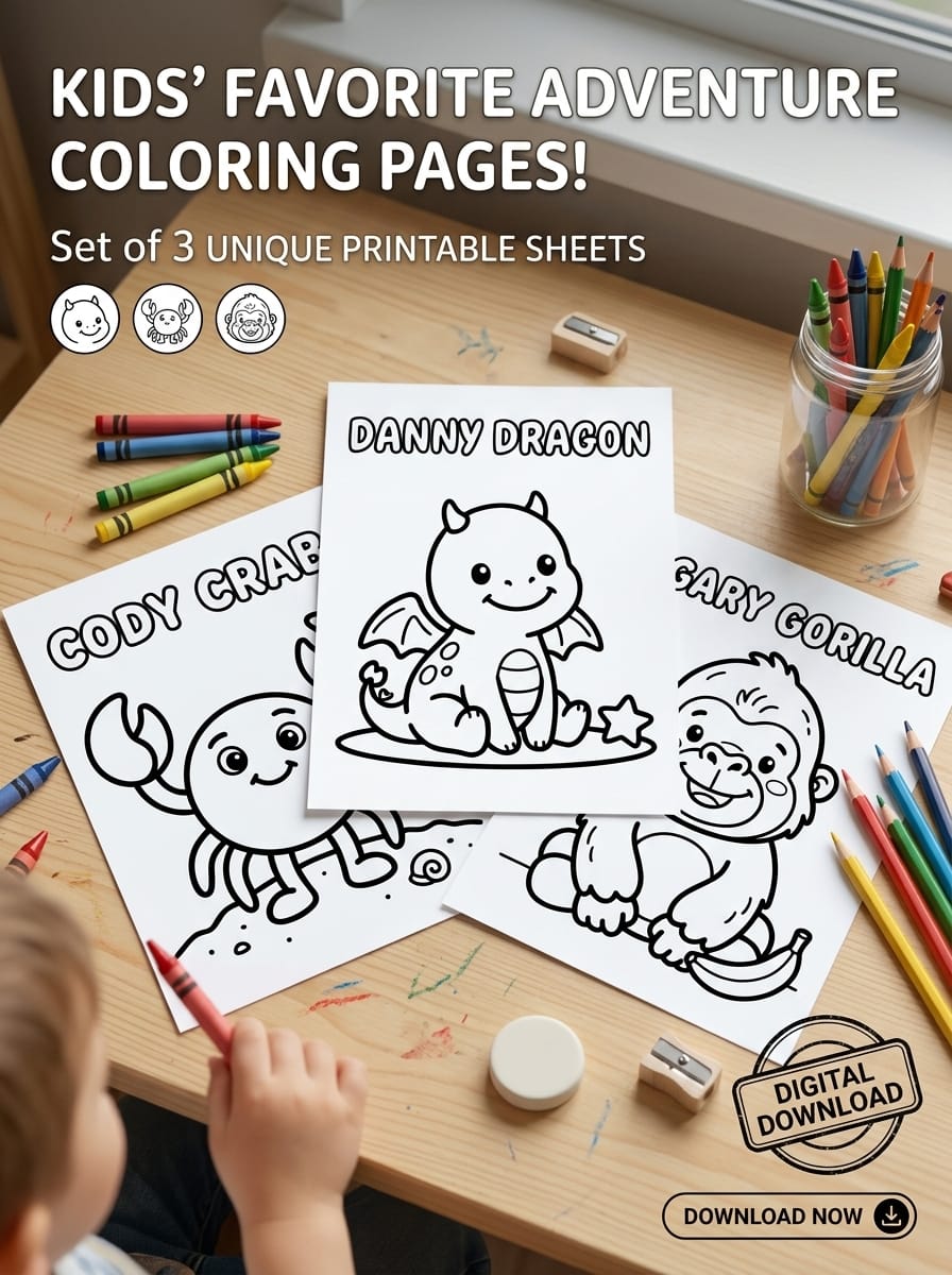My First Cute Animal Coloring Book | 72 Printable Coloring Pages for Kids Ages 2-6 | Digital Download PDF