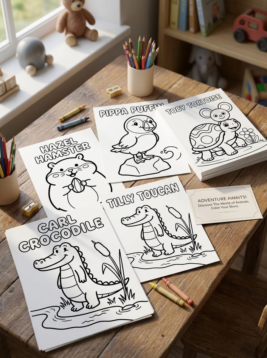 My First Cute Animal Coloring Book | 72 Printable Coloring Pages for Kids Ages 2-6 | Digital Download PDF