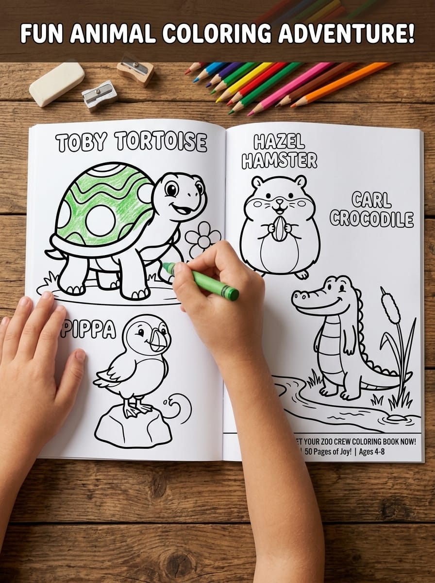 My First Cute Animal Coloring Book | 72 Printable Coloring Pages for Kids Ages 2-6 | Digital Download PDF